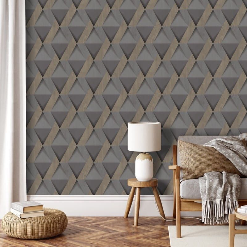 Non-woven wallpaper, grey-brown, wood paneling imitation, M69189D, Nomade, Ugépa