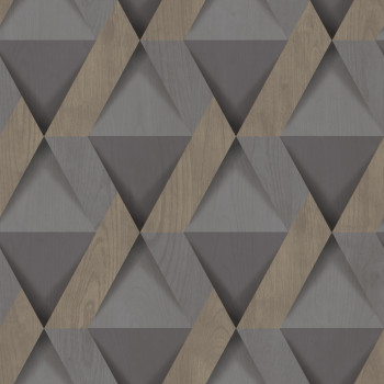 Non-woven wallpaper, grey-brown, wood paneling imitation, M69189D, Nomade, Ugépa