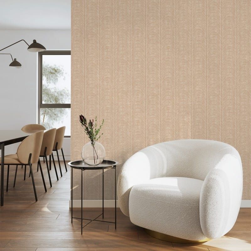 Non-woven wallpaper, brown-beige, stripes, herringbone, M69208, Nomade, Ugépa