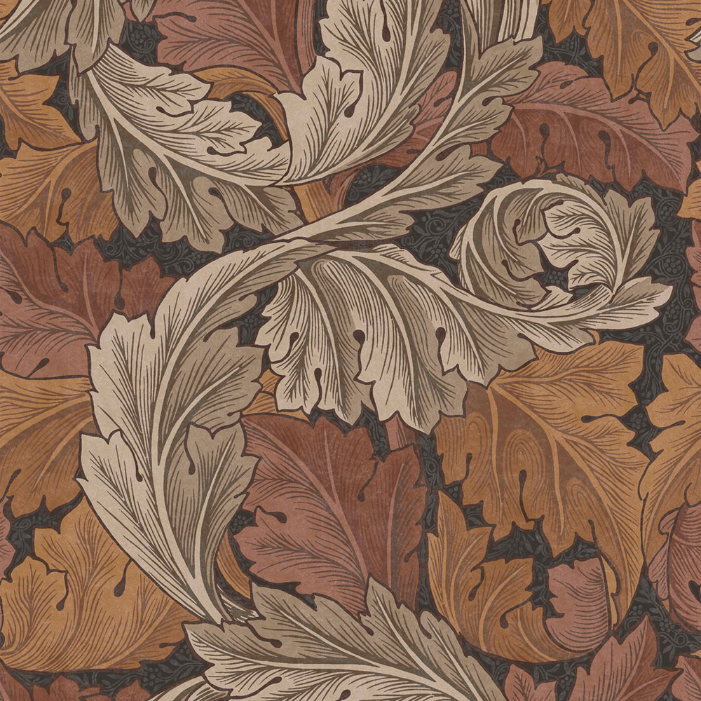 Non-woven wallpaper, brown-orange, leaves, 124224, William Morris At Home