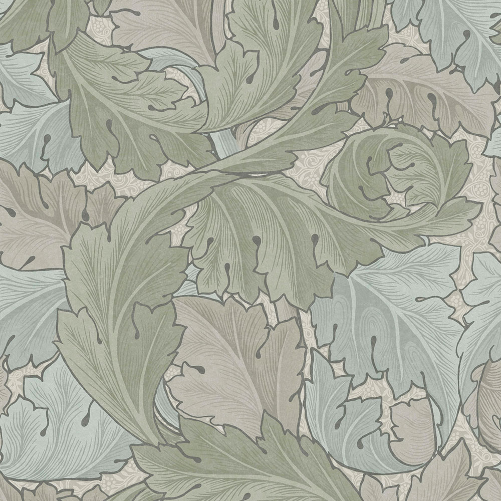 Non-woven wallpaper, blue-green, leaves, 124228, William Morris At Home