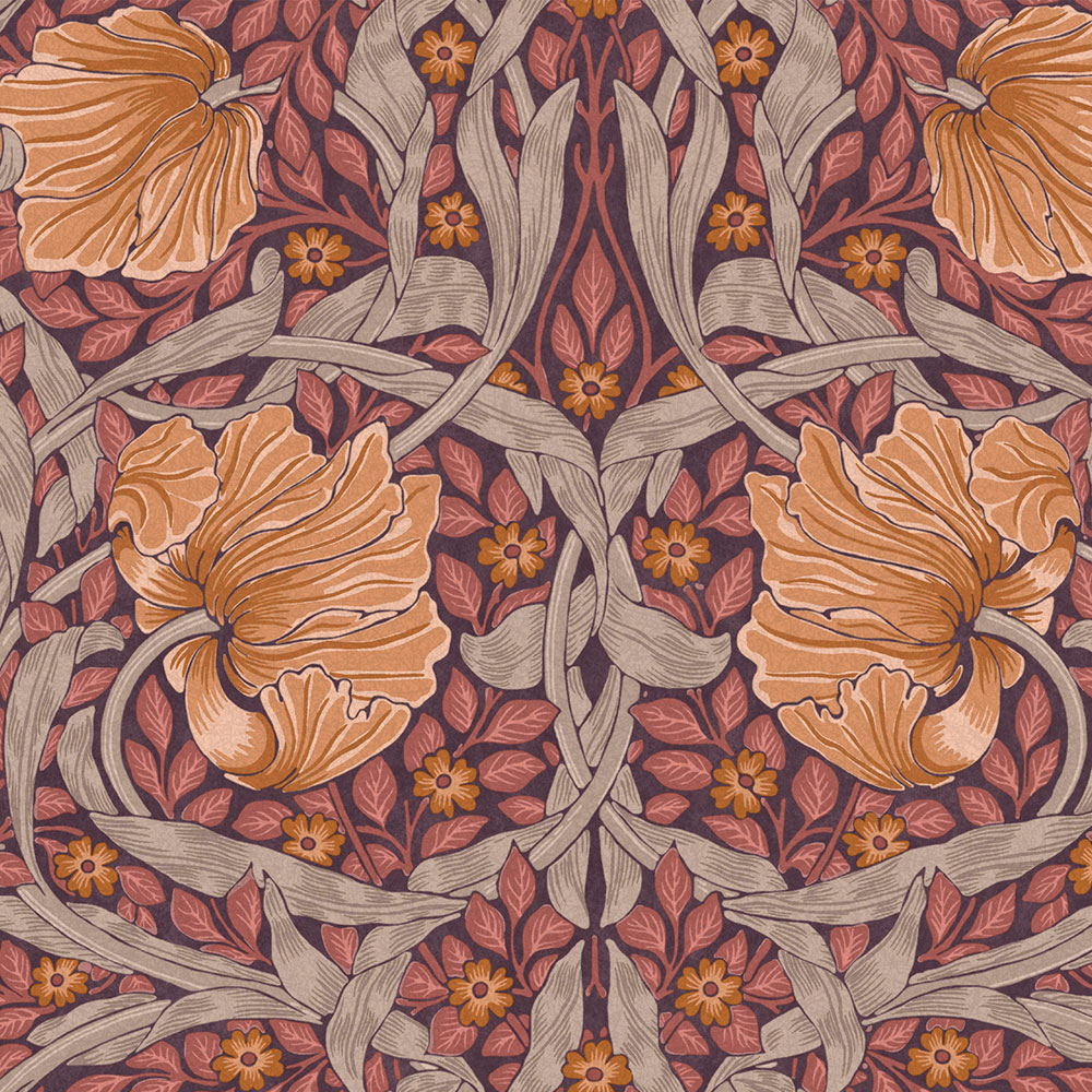 Non-woven wallpaper, purple, flowers, 124239, William Morris At Home