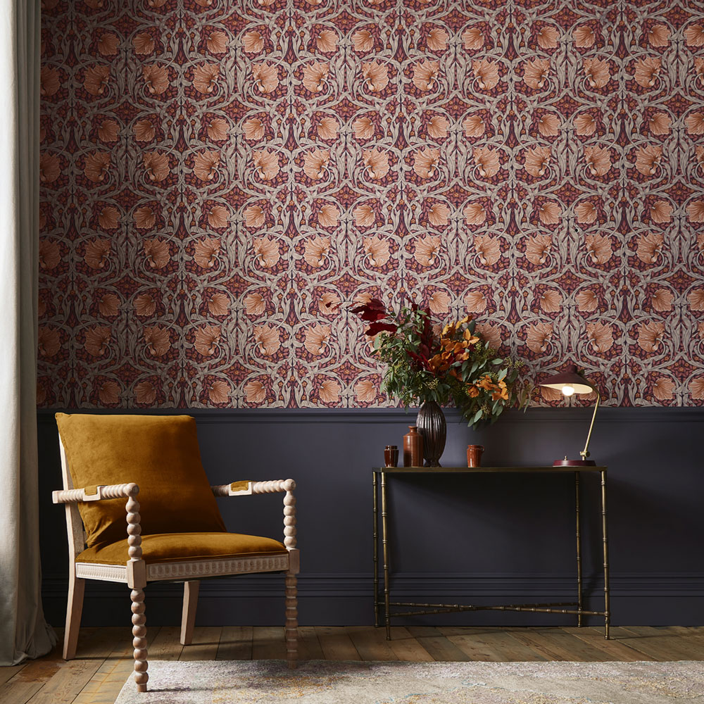Non-woven wallpaper, purple, flowers, 124239, William Morris At Home