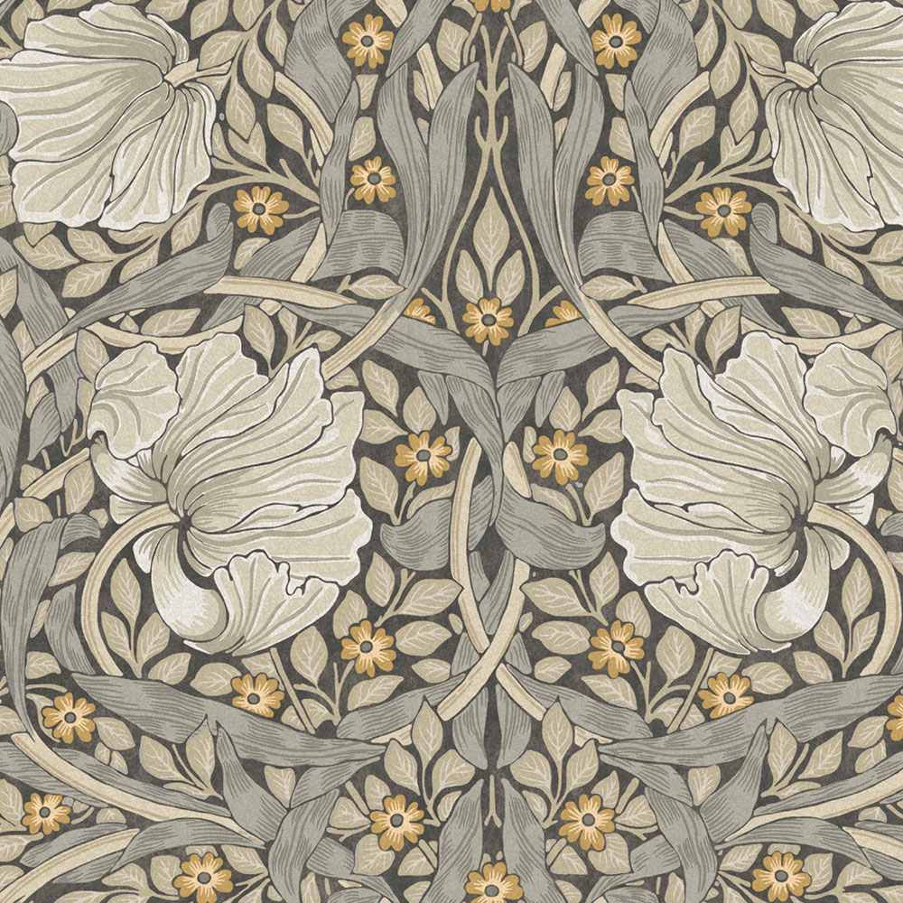 Non-woven wallpaper, gray, flowers, 124240, William Morris At Home