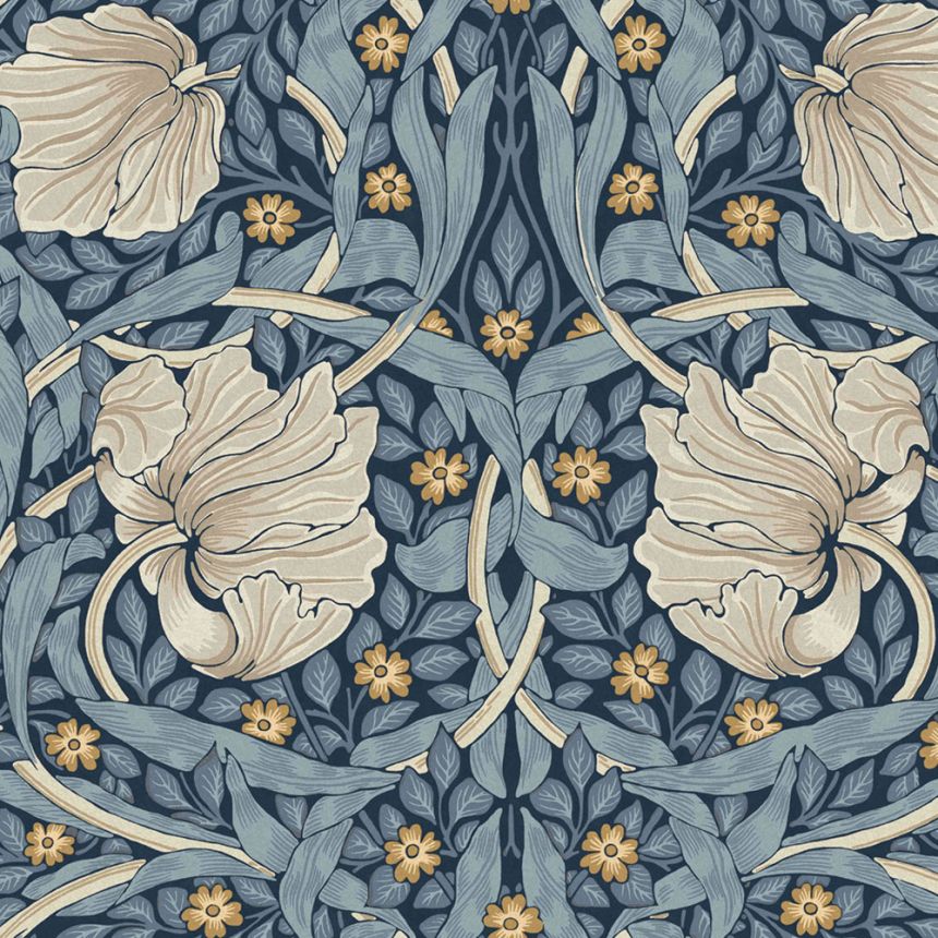 Non-woven wallpaper, blue, flowers, 124241, William Morris At Home