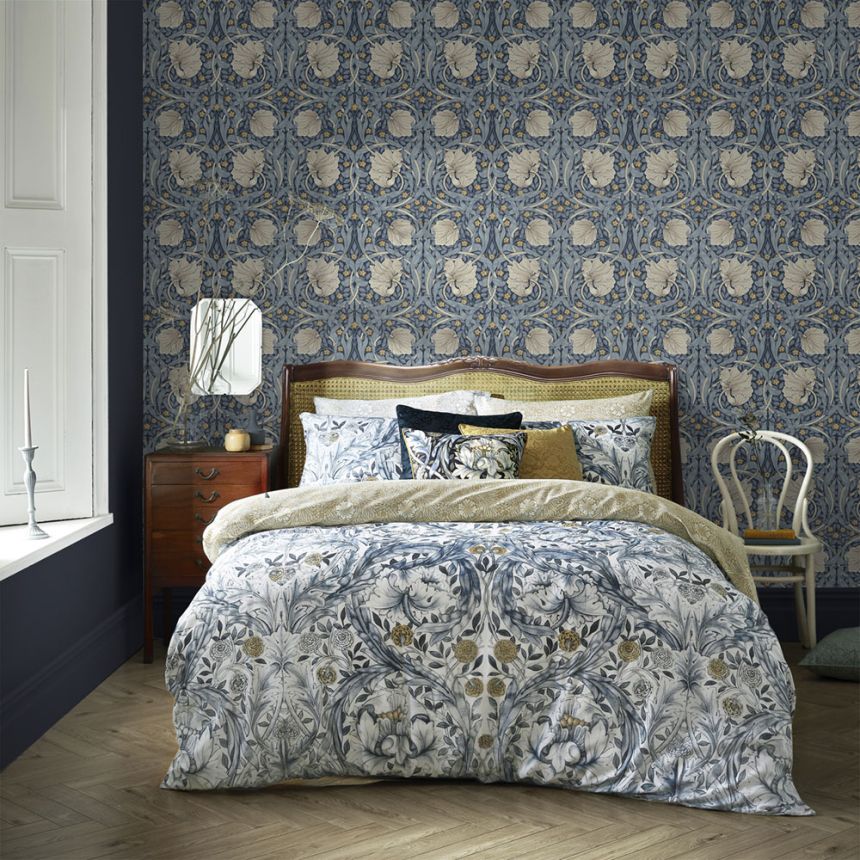 Non-woven wallpaper, blue, flowers, 124241, William Morris At Home