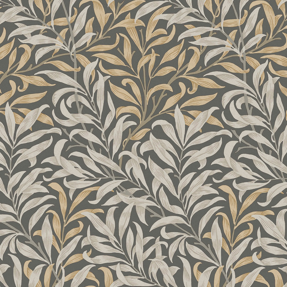 Non-woven wallpaper, gray-beige, branches, 124244, William Morris At Home