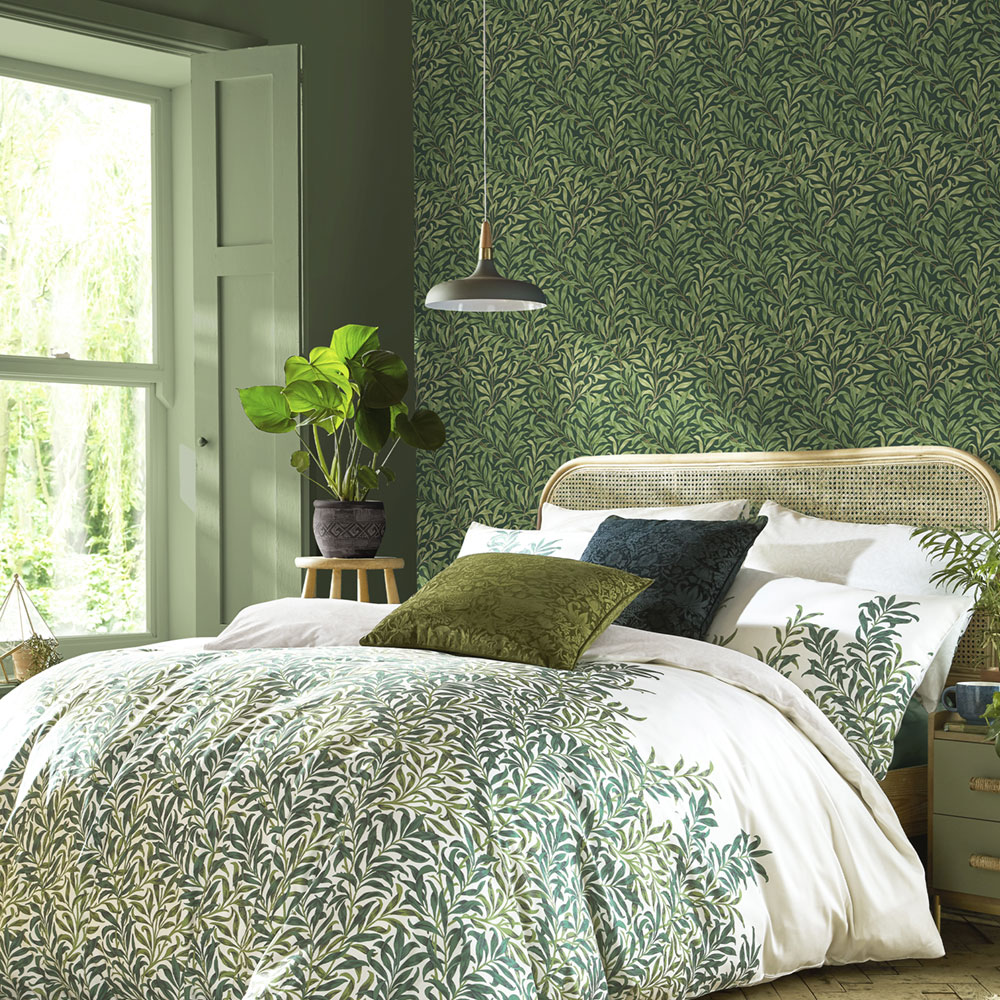 Non-woven wallpaper, green, branches, 124247, William Morris At Home