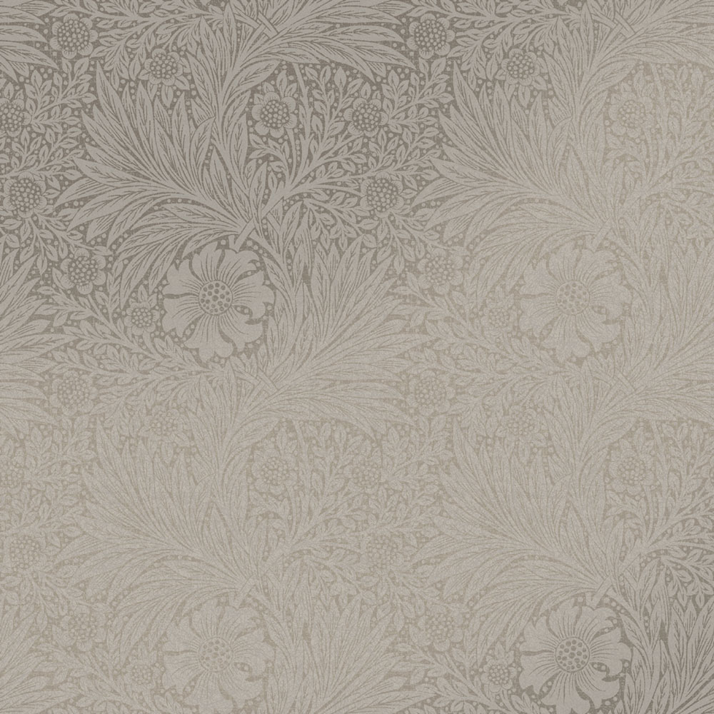 Non-woven wallpaper, gray-beige, flowers, leaves, 124257, William Morris At Home