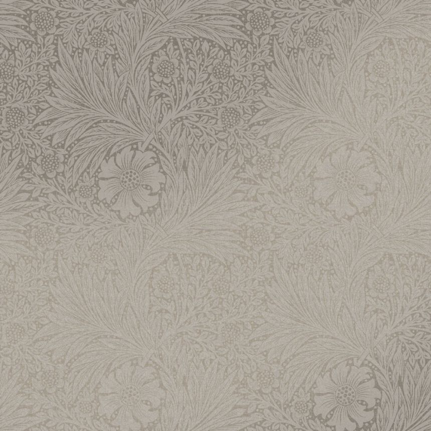 Non-woven wallpaper, gray-beige, flowers, leaves, 124257, William Morris At Home