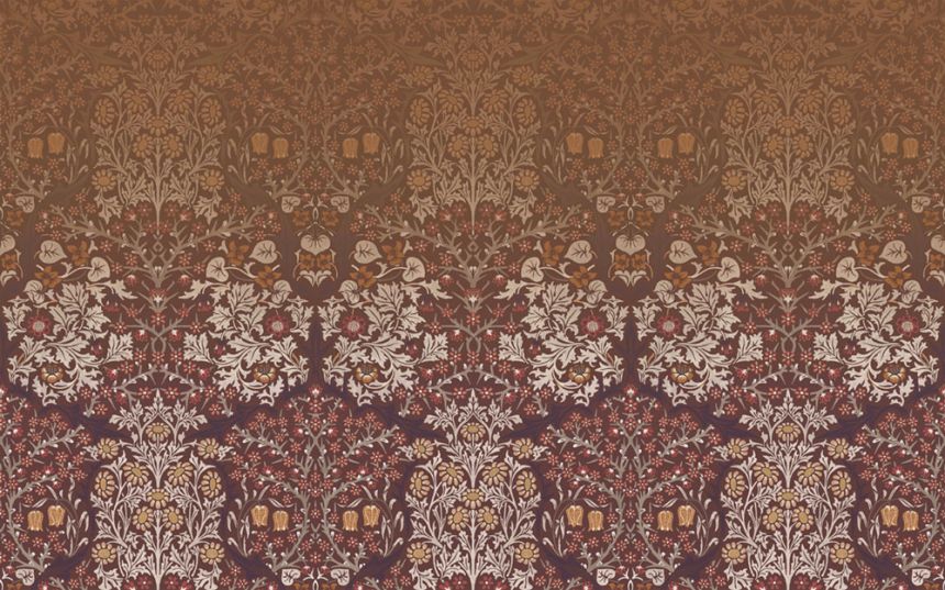 Non-woven wall mural, red, flowers, leaves, 125346, William Morris At Home
