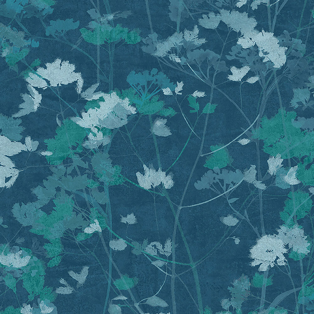 Non-woven wallpaper, blue-green, plants, grasses, 124106, Utopia, Graham Brown Premium