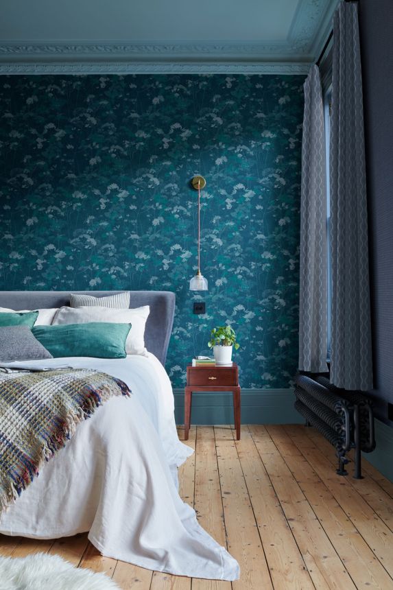 Non-woven wallpaper, blue-green, plants, grasses, 124106, Utopia, Graham Brown Premium