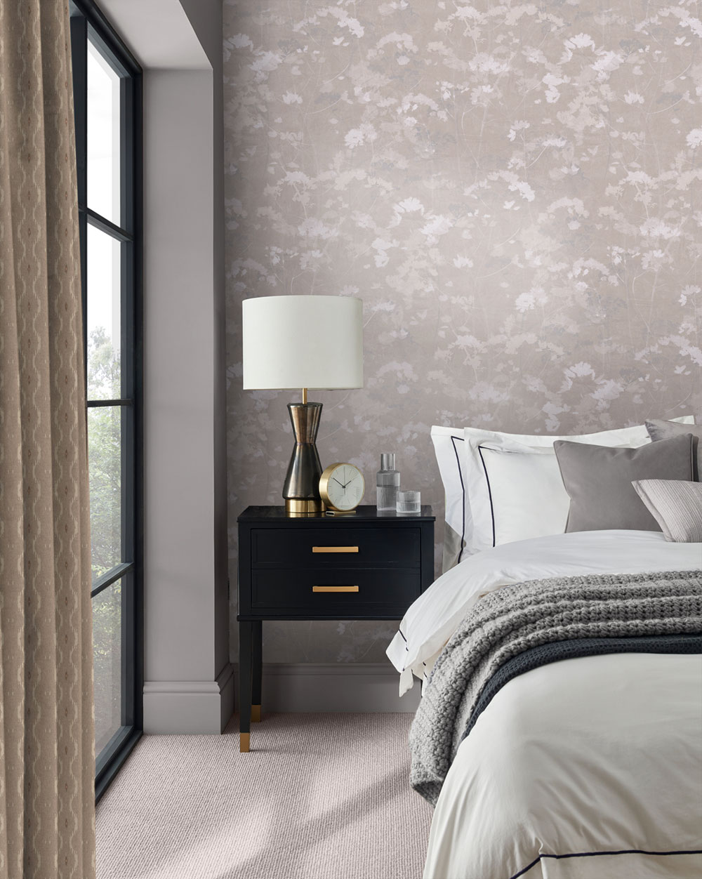 Non-woven wallpaper, grey-beige, plants, grasses, 124108, Utopia, Graham Brown Premium