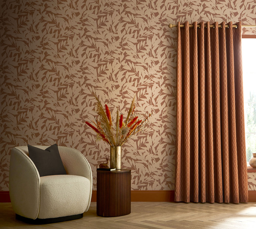 Non-woven wallpaper, brown, leaves, 124145, Utopia, Graham Brown Premium