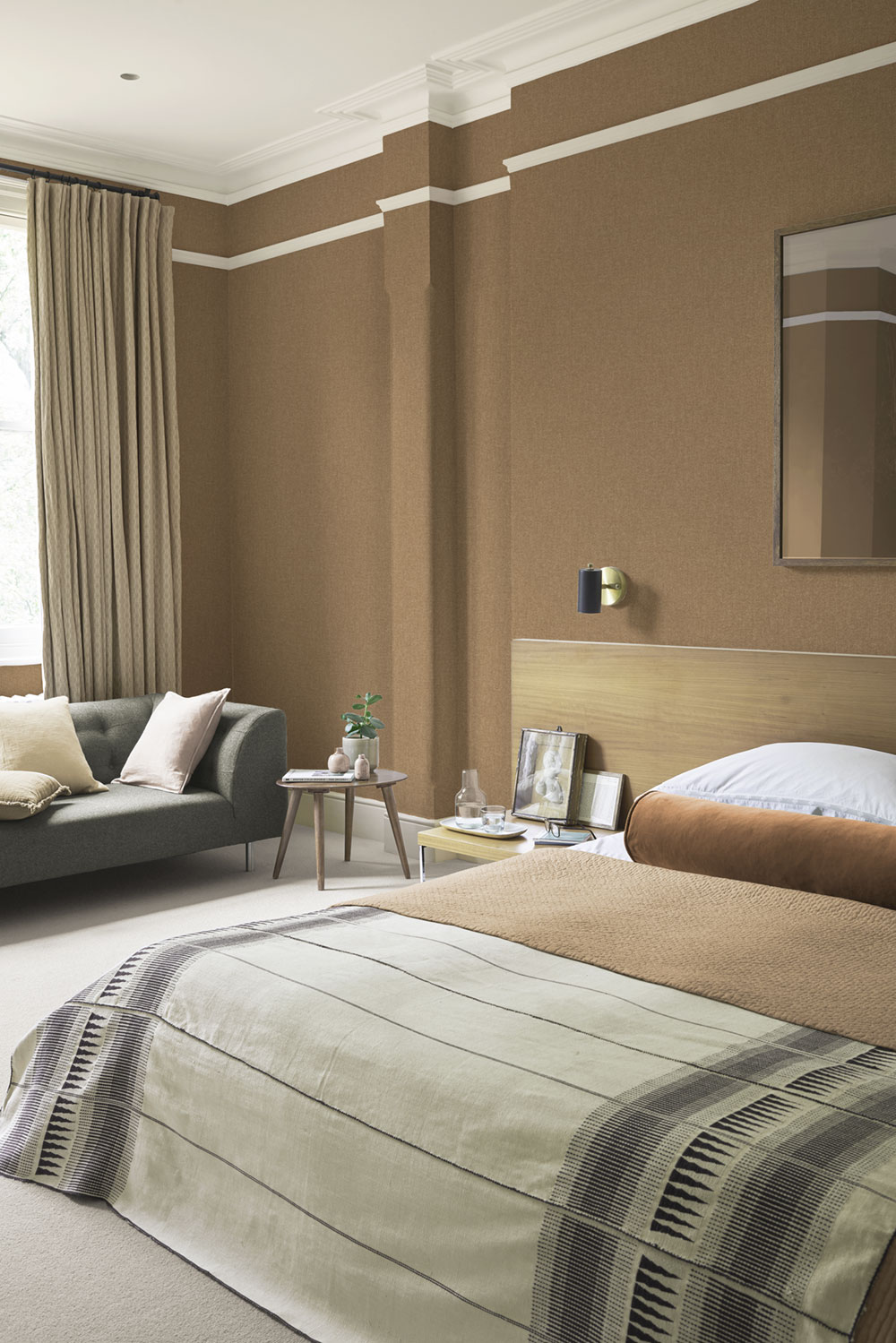 Wallpaper, brown, fabric effect, 124080, Arboretum, Utopia, Graham Brown Premium