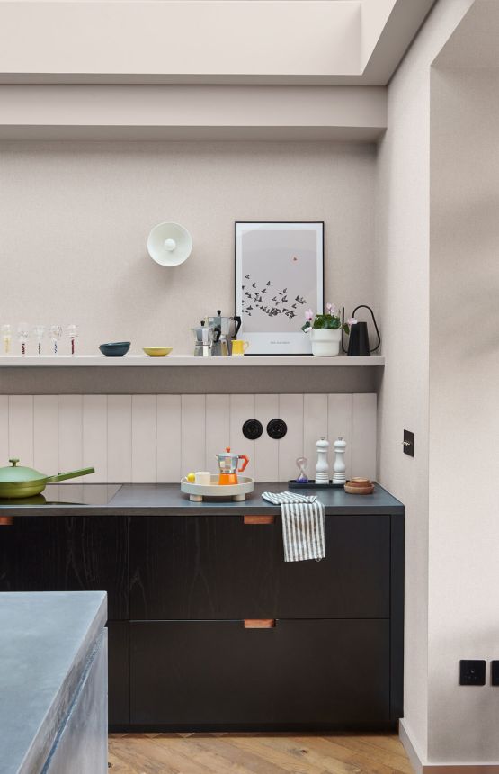 Non-woven wallpaper, grey-beige, fabric imitation, 124081, Utopia, Graham Brown Premium