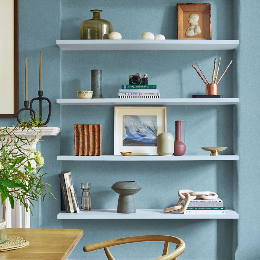 Non-woven wallpaper, blue, fabric imitation, 124082, Utopia, Graham Brown Premium