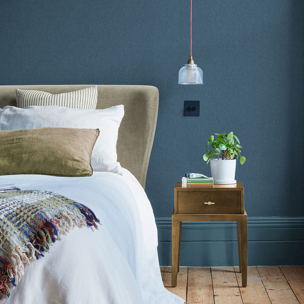 Wallpaper, blue, fabric effect, 124086, Arboretum, Utopia, Graham Brown Premium