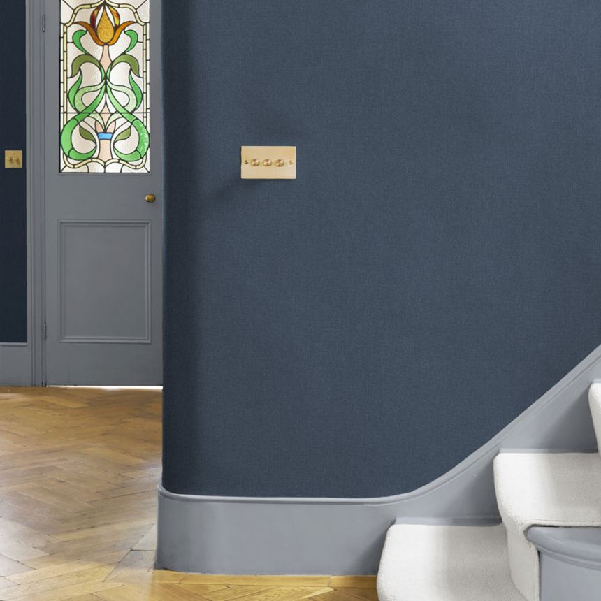 Non-woven wallpaper, blue-grey, fabric imitation, 124087, Utopia, Graham Brown Premium