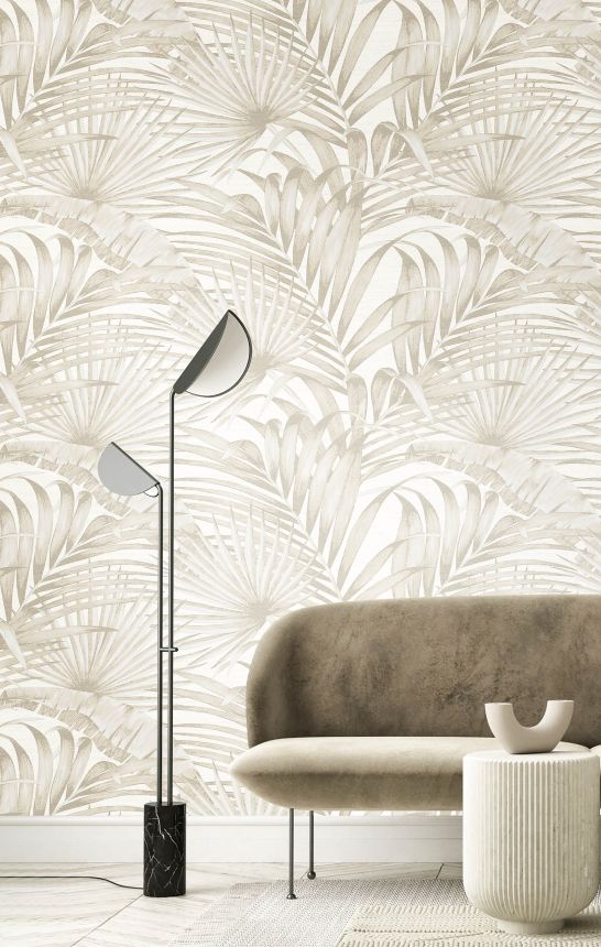 Luxurious non-woven wallpaper, cream, leaves, 42201, Aura, Cristiana Masi by Parato