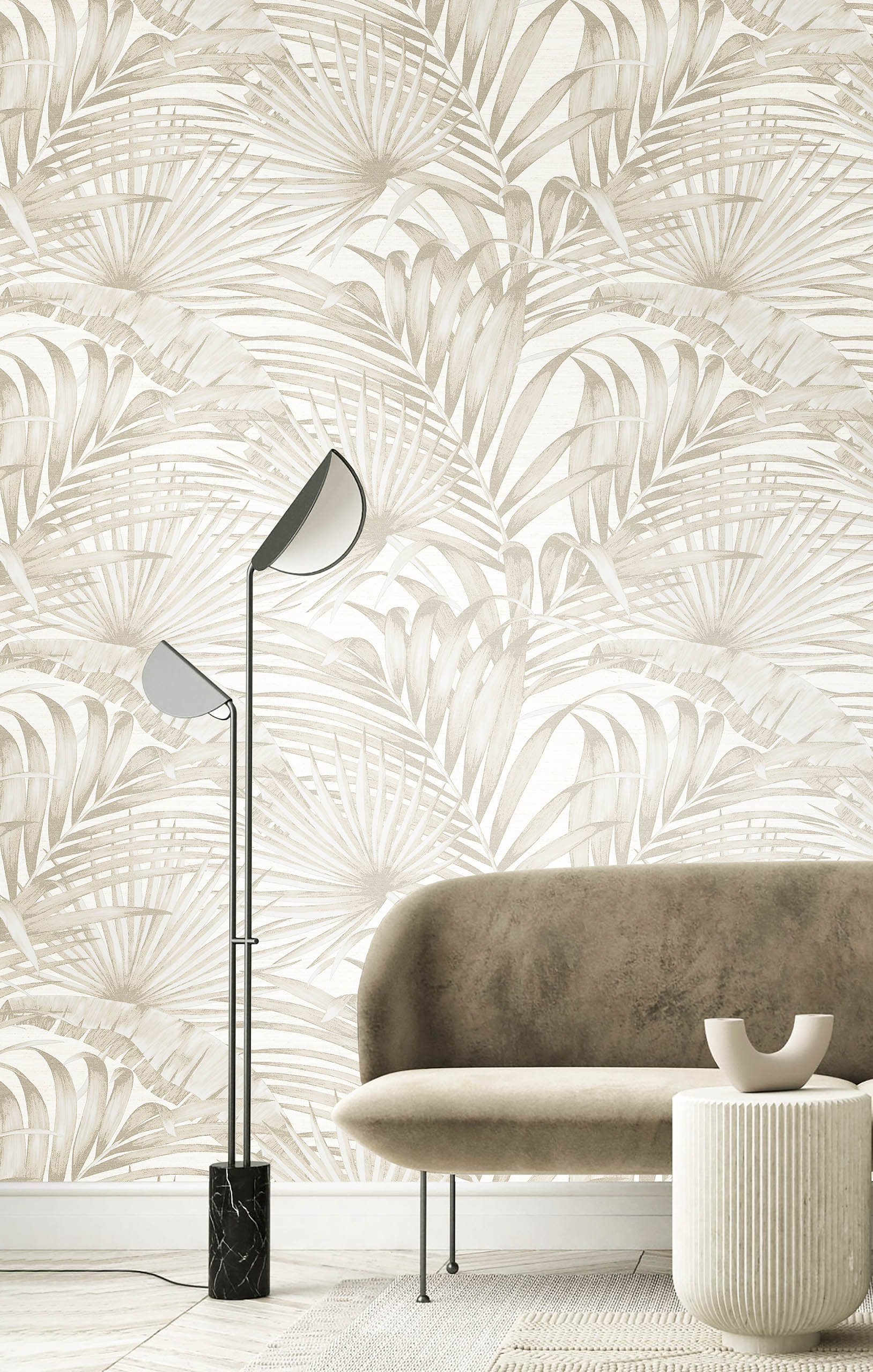 Luxurious non-woven wallpaper, cream, leaves, 42201, Aura, Cristiana Masi by Parato