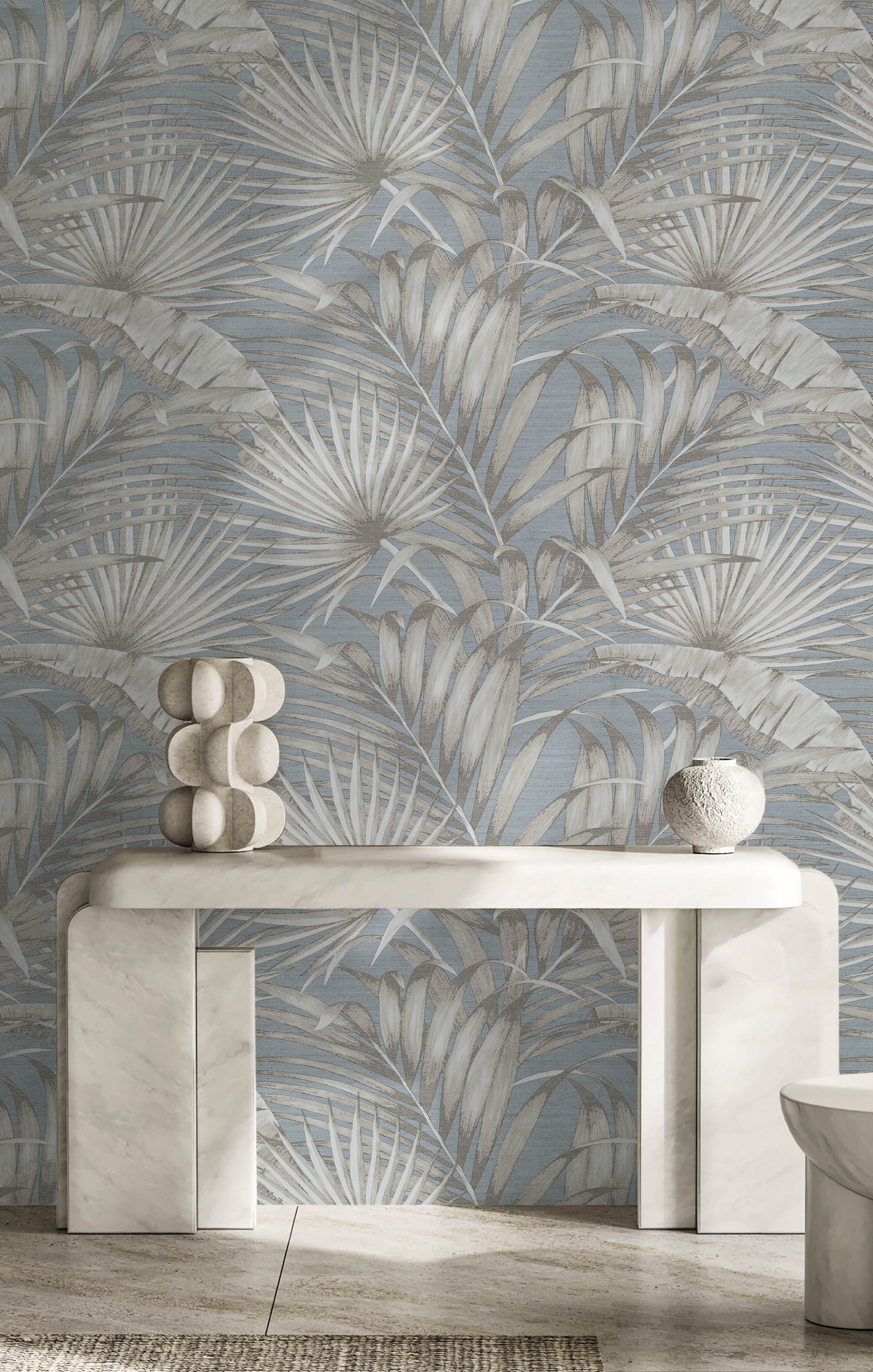 Luxurious non-woven wallpaper, blue, leaves, 42206, Aura, Cristiana Masi by Parato
