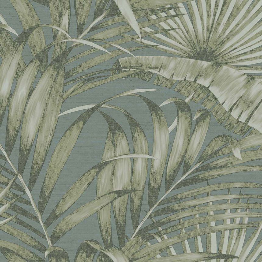 Luxurious non-woven wallpaper, turquoise, leaves, 42207, Aura, Cristiana Masi by Parato
