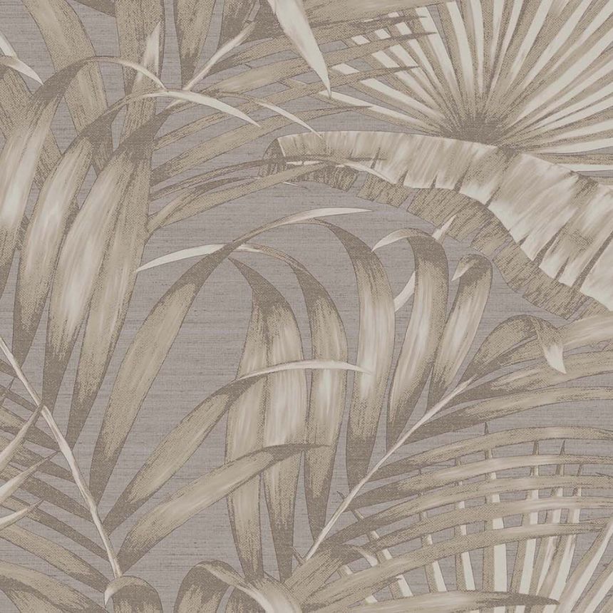 Luxurious non-woven wallpaper, brown-grey, leaves, 42209, Aura, Cristiana Masi by Parato