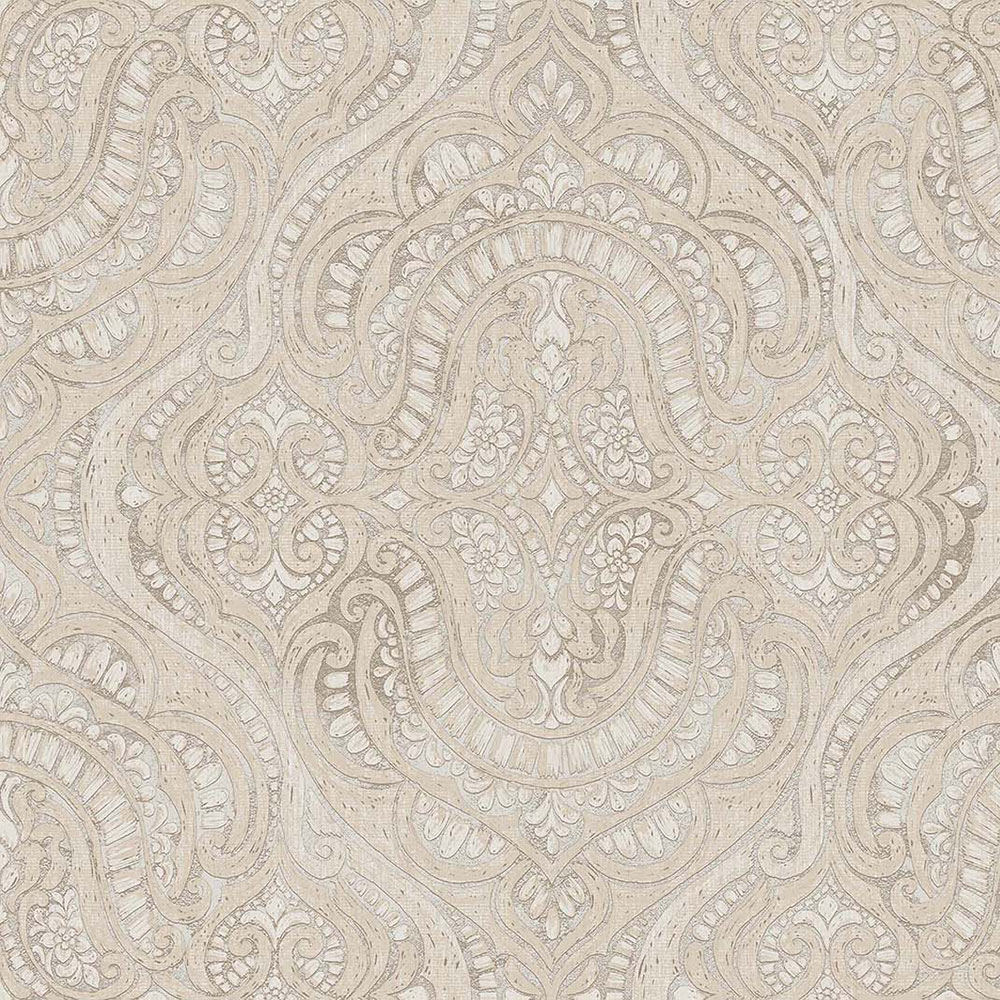 Luxurious non-woven wallpaper, grey-beige, baroque, 42212, Aura, Cristiana Masi by Parato