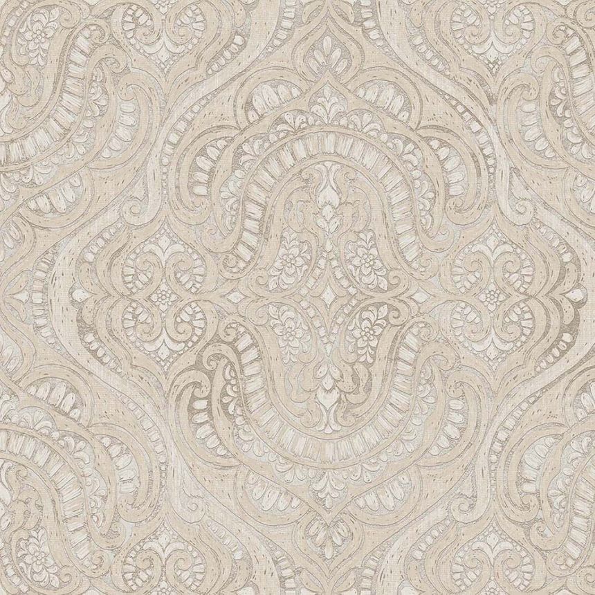 Luxurious non-woven wallpaper, grey-beige, baroque, 42212, Aura, Cristiana Masi by Parato