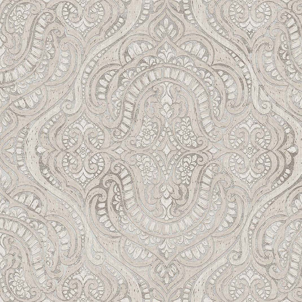 Luxurious non-woven wallpaper, grey-beige, baroque, 42215, Aura, Cristiana Masi by Parato