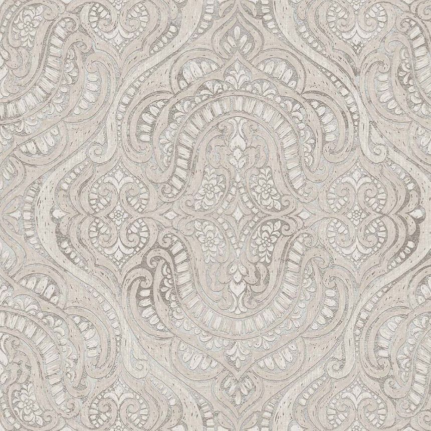 Luxurious non-woven wallpaper, grey-beige, baroque, 42215, Aura, Cristiana Masi by Parato