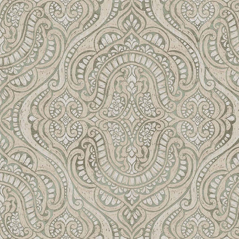 Luxurious non-woven wallpaper, green-beige, baroque, 42217, Aura, Cristiana Masi by Parato