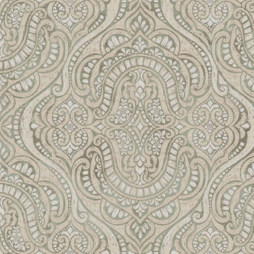 Luxurious non-woven wallpaper, green-beige, baroque, 42217, Aura, Cristiana Masi by Parato