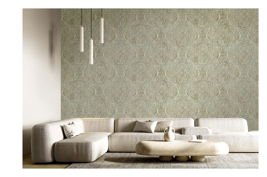 Luxurious non-woven wallpaper, grey-beige, baroque, 42219, Aura, Cristiana Masi by Parato