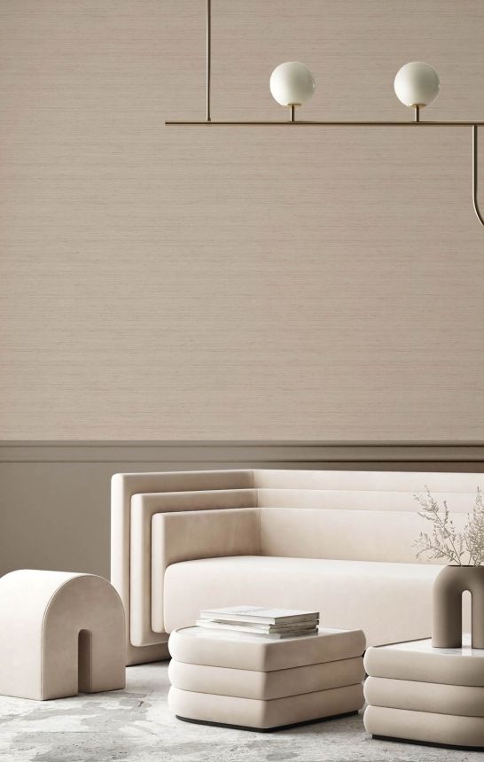 Non-woven wallpaper, grey-cream, fabric imitation, 42241, Aura, Cristiana Masi by Parato