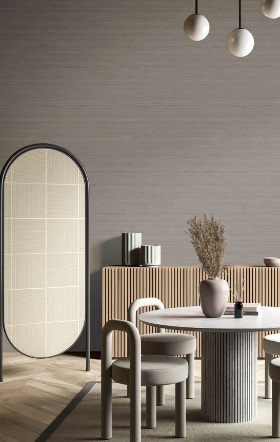 Non-woven wallpaper, brown-grey, fabric imitation, 42249, Aura, Cristiana Masi by Parato