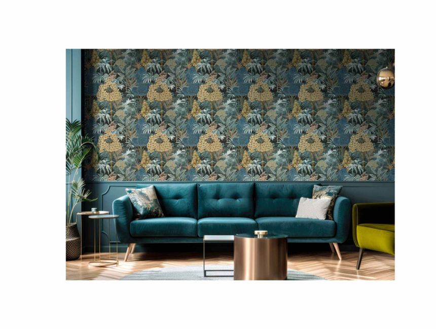 Non-woven wallpaper, blue, leaves, 15502, Botany House, Cristiana Masi by Parato
