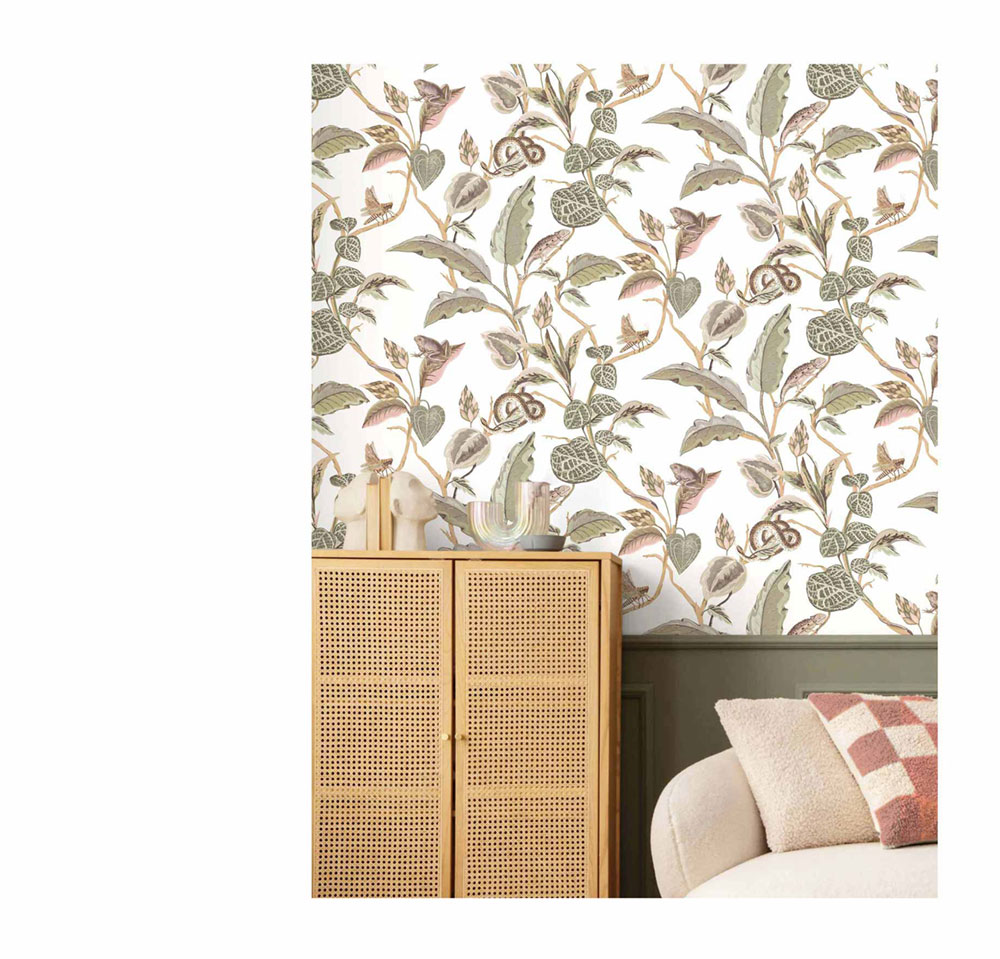 Non-woven wallpaper, brown-blue, leaves, 15506, Botany House, Cristiana Masi by Parato