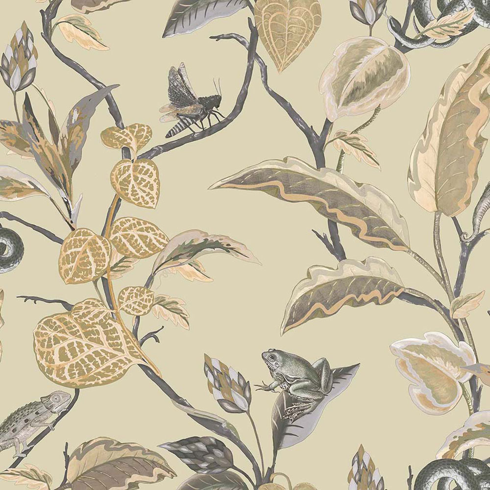 Non-woven wallpaper, green-beige, leaves, 15509, Botany House, Cristiana Masi by Parato