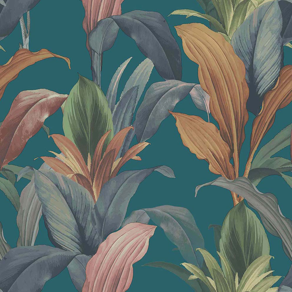 Non-woven wallpaper, turquoise, leaves, 15515, Botany House, Cristiana Masi by Parato