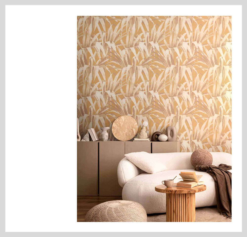 Non-woven wallpaper, ochre, leaves, 15523, Botany House, Cristiana Masi by Parato
