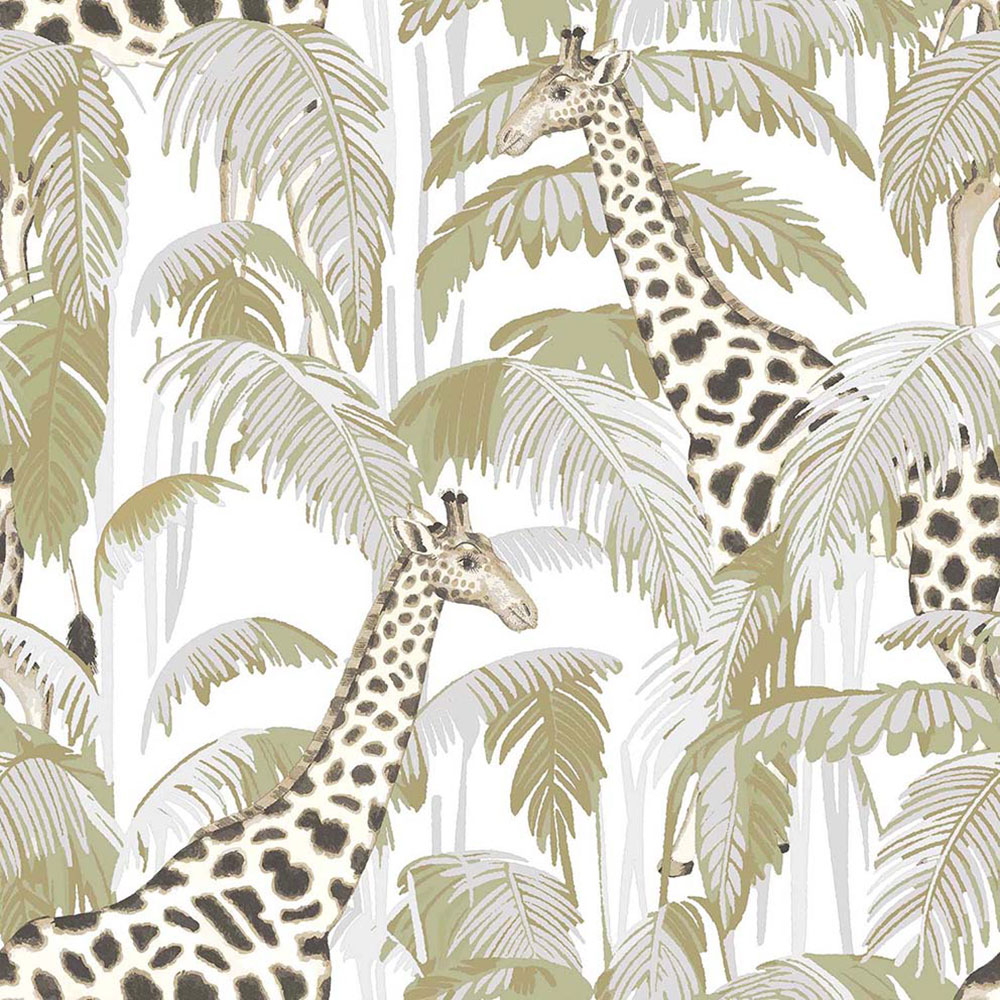 Non-woven wallpaper, green, giraffes, 15527, Botany House, Cristiana Masi by Parato