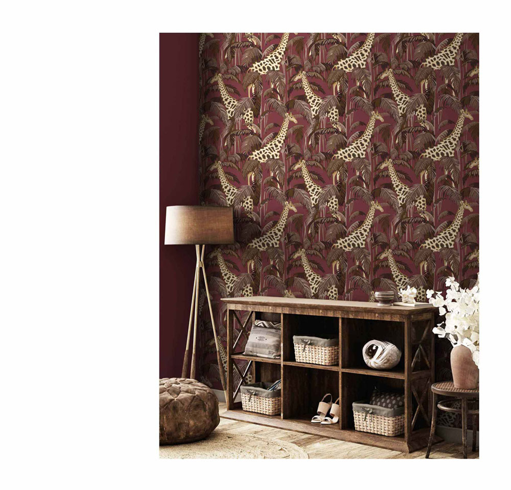 Non-woven wallpaper, green, giraffes, 15527, Botany House, Cristiana Masi by Parato