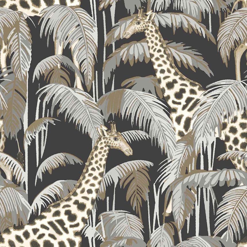 Non-woven wallpaper, black, giraffes, 15529, Botany House, Cristiana Masi by Parato