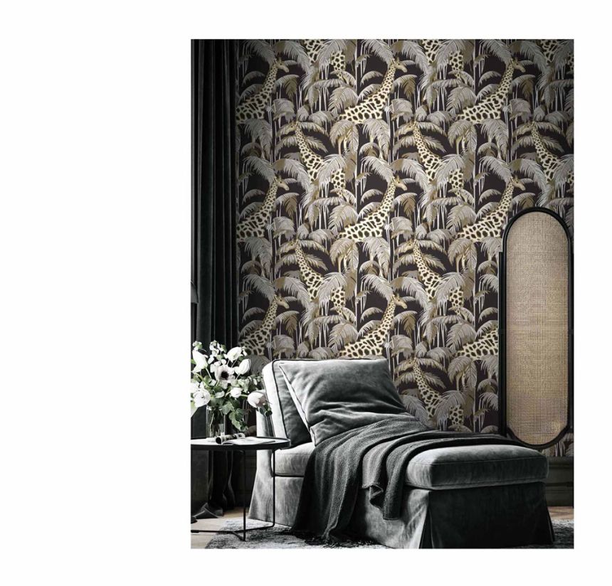 Non-woven wallpaper, black, giraffes, 15529, Botany House, Cristiana Masi by Parato