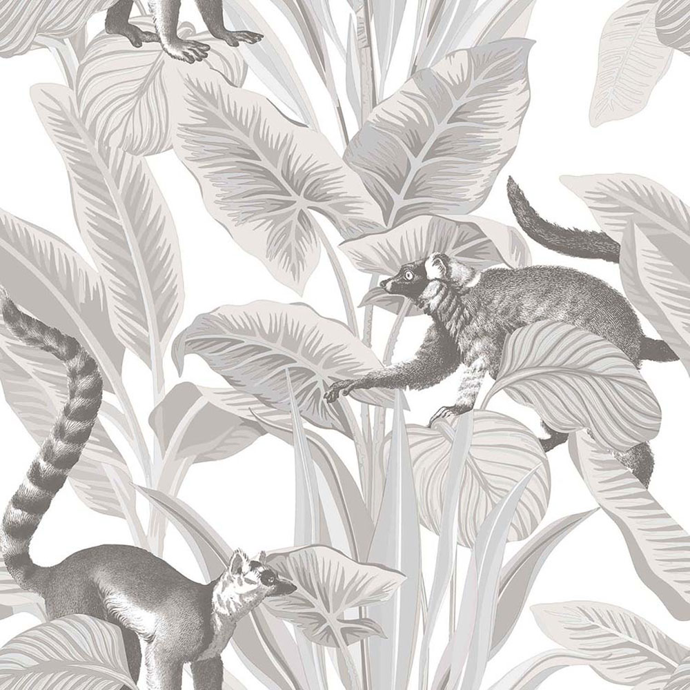 Non-woven wallpaper, white, leaves, animals, 15531, Botany House, Cristiana Masi by Parato