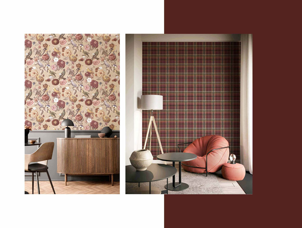 Non-woven wallpaper, beige, flowers, parrots, 15548, Botany House, Cristiana Masi by Parato