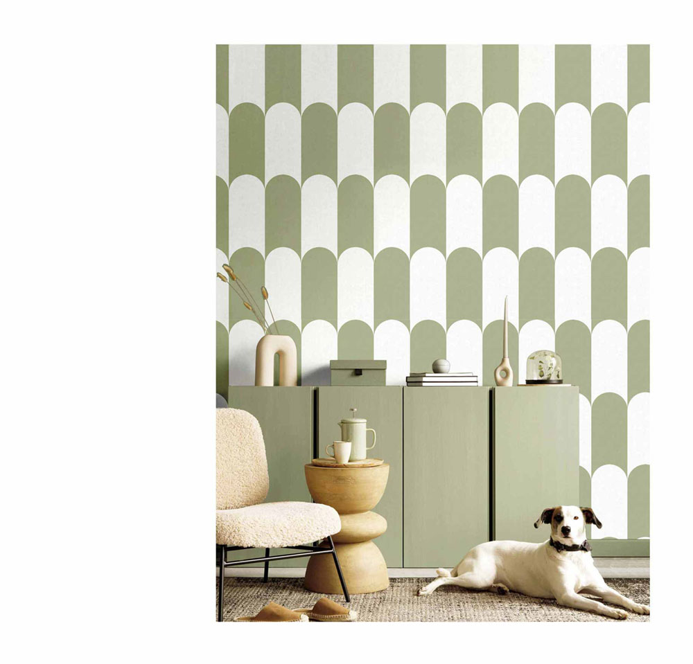Geometric non-woven wallpaper, grey-white, 15556, Botany House, Cristiana Masi by Parato
